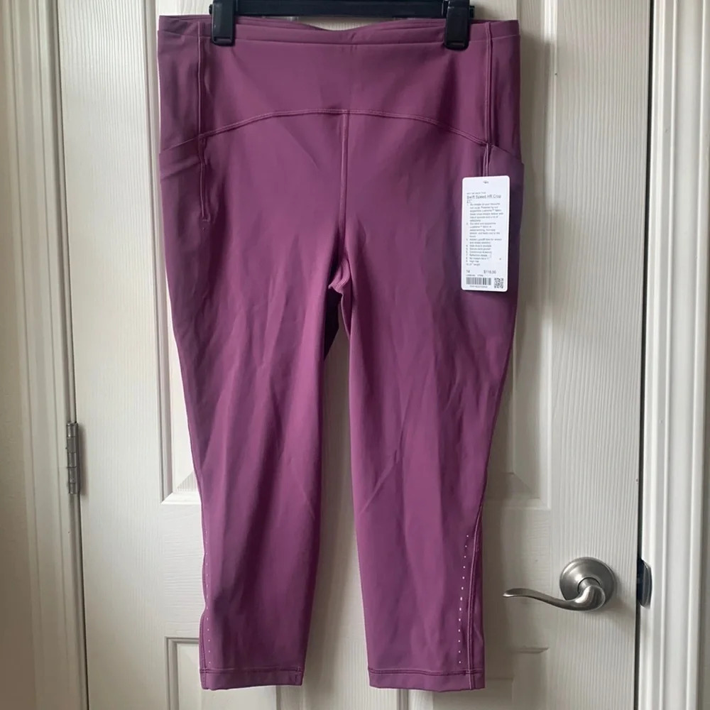NWT Lululemon Swift Speed HR Crop 21” size 14 Vintage Plum